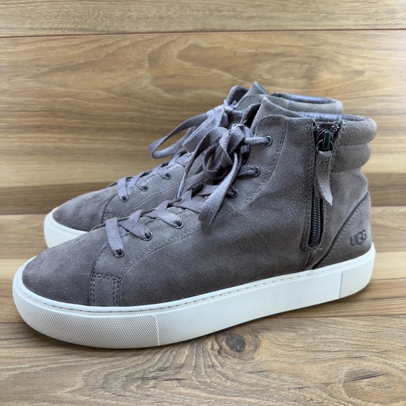 UGG Olli High Top Sneakers Womens 11 Gray Suede Platform Zipper - Picture 1 of 11
